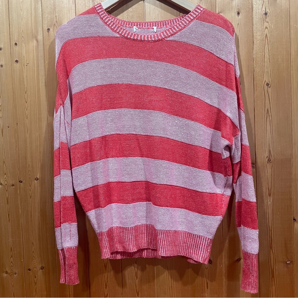 Mi Red and Pink Striped Women's Sweater